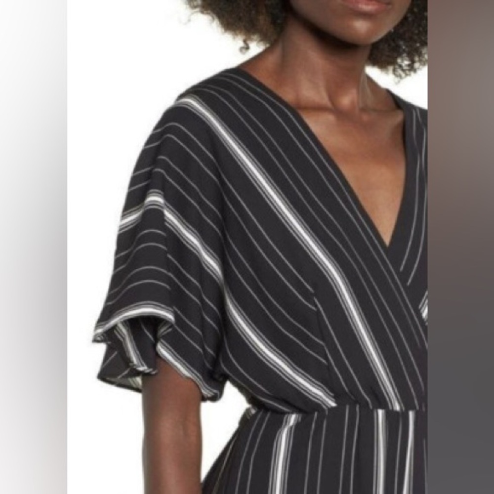 💥HP💥LEITH Wide Leg Stripe Jumpsuit – Women’s Medium — Black/White - Picture 4 of 8
